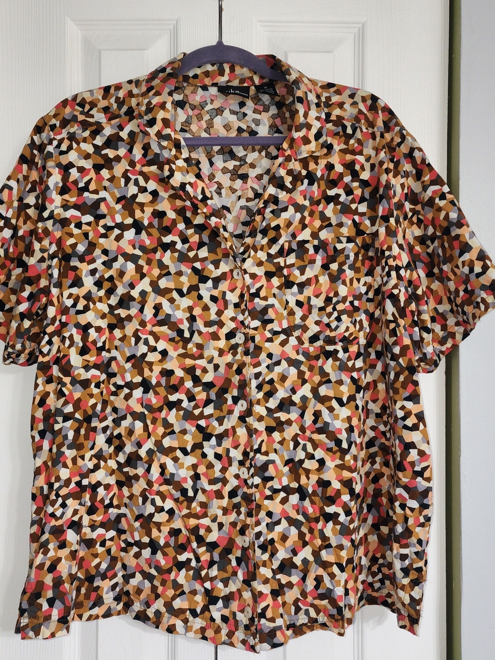 80s Vintage By Erika Geometric Print, Cotton Blend Breathable Fabric Size M